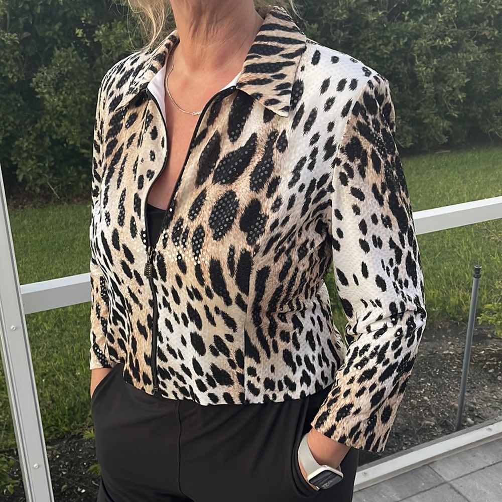 Joseph Ribkoff sequin Leopard Jacket - Picture 14 of 16